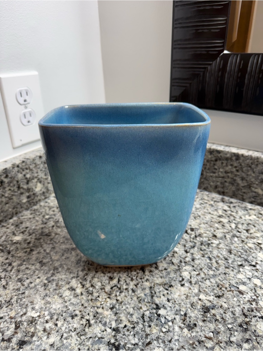 Vintage Glidden Art Pottery Blue Rectangular 8" Vase/Planter #5
